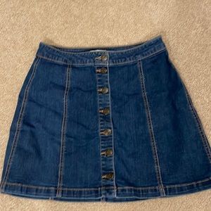 Mini button up denim skirt